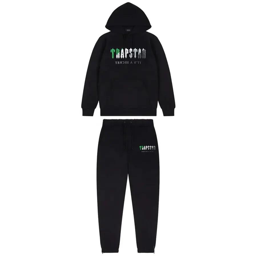 Men Trapstar Tracksuit Combination Chenille Decoded Hoodie Jogging Pants Green 1:1 Top Quality Women Embroidered Jacket