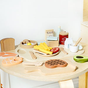 Jouet en bois <span class=keywords><strong>de</strong></span> couleur neutre EMA Factory, modèle <span class=keywords><strong>de</strong></span> scène <span class=keywords><strong>de</strong></span> découpe fraîche, <span class=keywords><strong>jeux</strong></span> <span class=keywords><strong>de</strong></span> construction DIY, jeu d'imitation, poissons, crevettes, viande magnétiques - Product Image 1