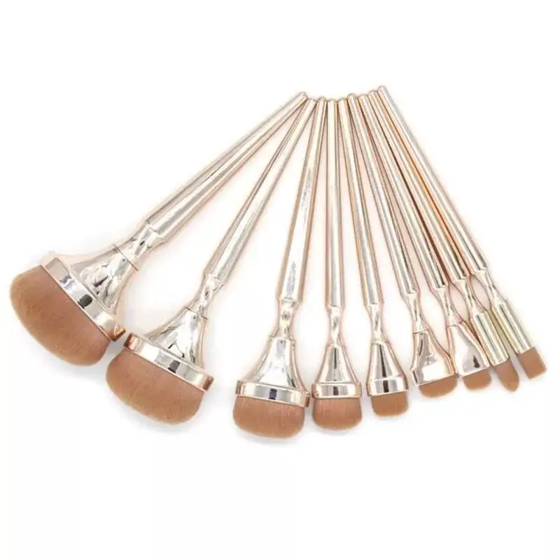 Bán Buôn Chất Lượng Cao Du Lịch 9 Pcs Rose Gold Vegan Trang Điểm Bàn Chải Tùy Chỉnh Mới Sang Trọng Make Up Brushes Set