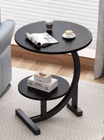 KINNO Table d'Appoint Convertible en Métal Moderne Mobile Double Table Basse/Café Plateau en Bois pour Petit Salon Meuble Transfrontalier