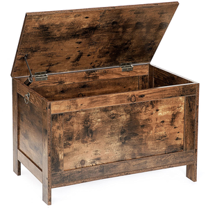 <span class=keywords><strong>Coffre</strong></span> à jouets rétro en bois avec charnière de sécurité-Banc de rangement de 29.9x15.7x18.9 pouces supportant 220 lb/100 kg, organisateur brun rustique - Product Image 1