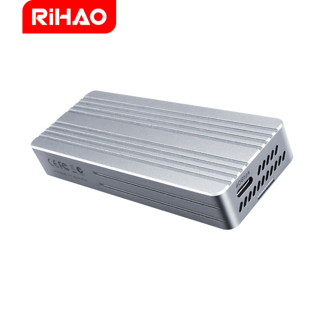 M.2 NVMe SSD Enclosure 40Gbps USB4 Type C Aluminum External Hard Drive Case ASM2464 Chip with Cooling Fan