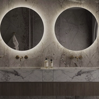 Jinghu moderne LED salle de bain rétroéclairé miroir IP44 ovale gradable luminosité bouton tactile Anti-buée hôtel meubles fournitures sanitaires