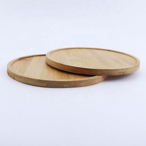 Vente en gros plateau de service en bois personnalisé hôtel restaurant accessoires de cuisine plateau roulant ovale en bois de bambou plateaux de service ronds - Product Image 4