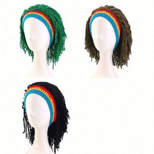 Bonnet unisexe en gros avec bande large colorée, style hip-hop, bonnet tricoté d'extérieur en acrylique, casquette d'hiver - Product Image 2