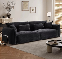 Canapé Black Bean vintage en velours chenille, rembourré, avec rembourrage en éponge, style Bauhaus, pieds en bois, lignes droites, pour petits salons