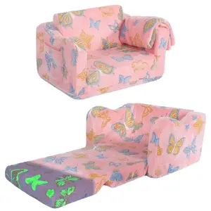 Cross-border factory wholesale children's folding luminous flannel sofa baby sofa reading corner learning high rebound sponge