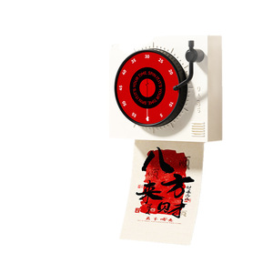 Mechanical Kitchen <b>Timer</b> Magnetic 60 Min Countdown Red White Square Design For Cooking Study - Product Image 3