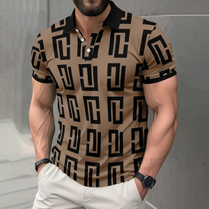 Sublimation Printed Men's POLO Shirt Polyester Knitted Button Top Summer Daily Wear Loose Polo for Men's Custom Letters