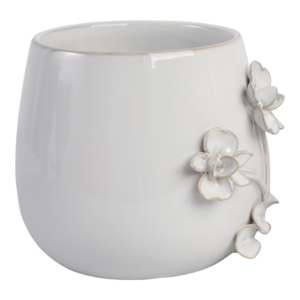 Vaso in ceramica con decorazioni floreali scolpite per uso interno ed esterno, vaso bianco per decorazioni domestiche - Product Image 3
