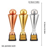 Approvisionnement d'usine Grand trophée en résine avec forme de balle supérieure Logo personnalisé vierge avec base noire Logo privé Sport Trophy Cups