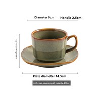 Nouvelle tasse à café expresso en céramique de style japonais et soucoupe, ensemble en céramique réactive, rétro, pour le thé de l'après-midi, tasse à latte, mug émaillé brillant