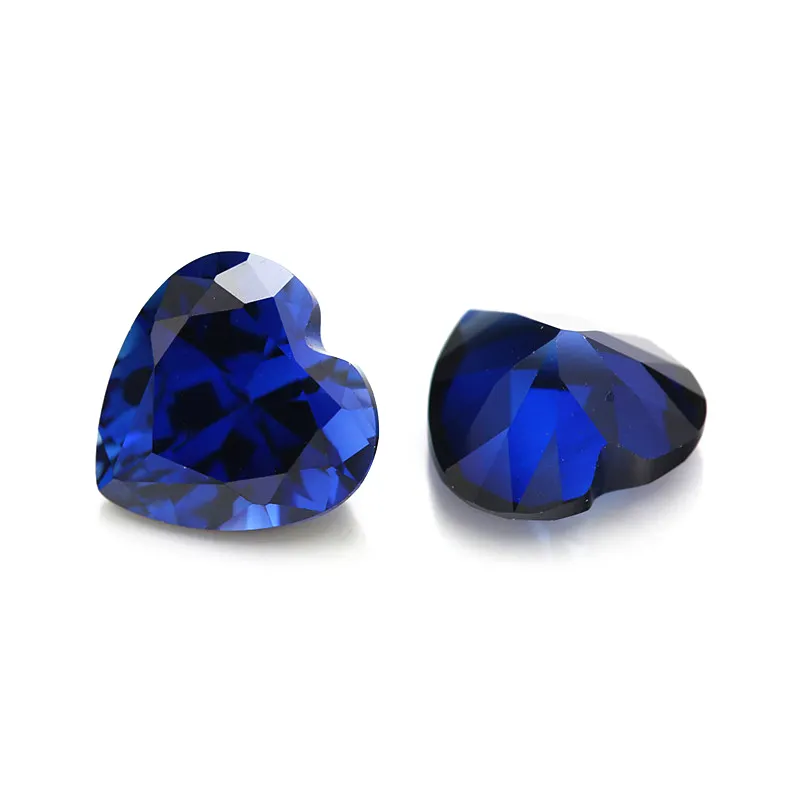 Potongan Hati Safir Dibuat Lab Harga Terbaik 5.5X5.5Mm 34 # Safir Sintetis Korundum Biru untuk Pembuatan Perhiasan