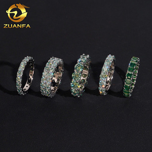 Trendy <strong>Blue</strong> Green Round Diamond Hop Hop Jewelry Fully Iced Out Eternity <strong>Ring</strong> VVS D Moissanite 925 Sliver Gold Plated Band <strong>Rings</strong> - Product Image 6