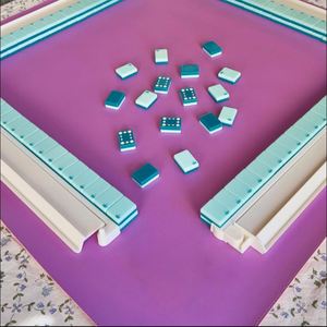 Waterproof Pu 33X33inch <b>Rolling</b> Table Reversiber Mahjong Game <b>Mat</b> With Leather Wrap - Product Image 3