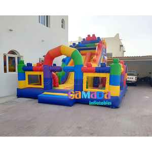 Inflatable <b>Building</b> <b>Blocks</b> Bouncy Castle Slide Outdoor <b>Kids</b> Inflatable Trampoline Bouncer Water/dry Slide and Splash Pool - Product Image 2