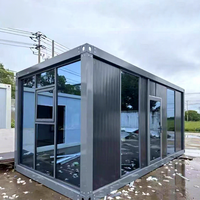 Maison conteneur en verre préfabriquée modulaire de 20 pieds, portable et mobile, pour bar, bureau à domicile, café, cabine ou mini-maison