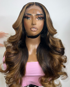 Cabello Brasileño Virgen Remy Marrón 13x4, 180% de Densidad, Transparente para Peluca con Frente de Encaje, 30 Pulgadas, Ondulado Profundo, con <span class=keywords><strong>Mechas</strong></span> <span class=keywords><strong>Negras</strong></span> para Mujer - Product Image 3