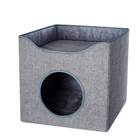 Cubide pour chat, nouveau Design moderne de luxe, lit en Cube de chat, coussin doux, boîte de rangement détachable, en carton pliable, maison d'extérieur