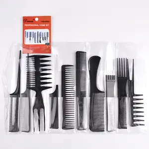 High Quality Salon Barber Hairdressing Comb 10Pcs Rat Tail Wide Tooth Comb Custom Logo Plastic Hair Comb Set