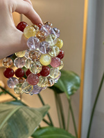 Bracelet en cristal naturel coloré Sinyore - Améthyste / Quartz rose / Quartz fraise
