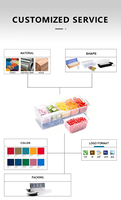 Accessoires de bar en direct d'usine, logo personnalisé, boîte à fruits, à collations et à condiments en plastique avec 3/4/5/6 compartiments amovibles avec couvercle