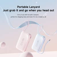 Vente chaude Banque d'alimentation mini 10000mAh avec charge rapide PD Câble de type C pour voyage Téléphone portable Tablette Banques d'alimentation 20000mAh