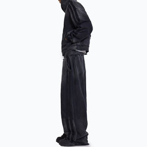 Baggy Blank Sportliche seitlich gestreifte Jogging hose Herren Acid Wash Stacked Overs ized Loose Joggers Straight Leg Raw Edge Jogging hose - Product Image 5