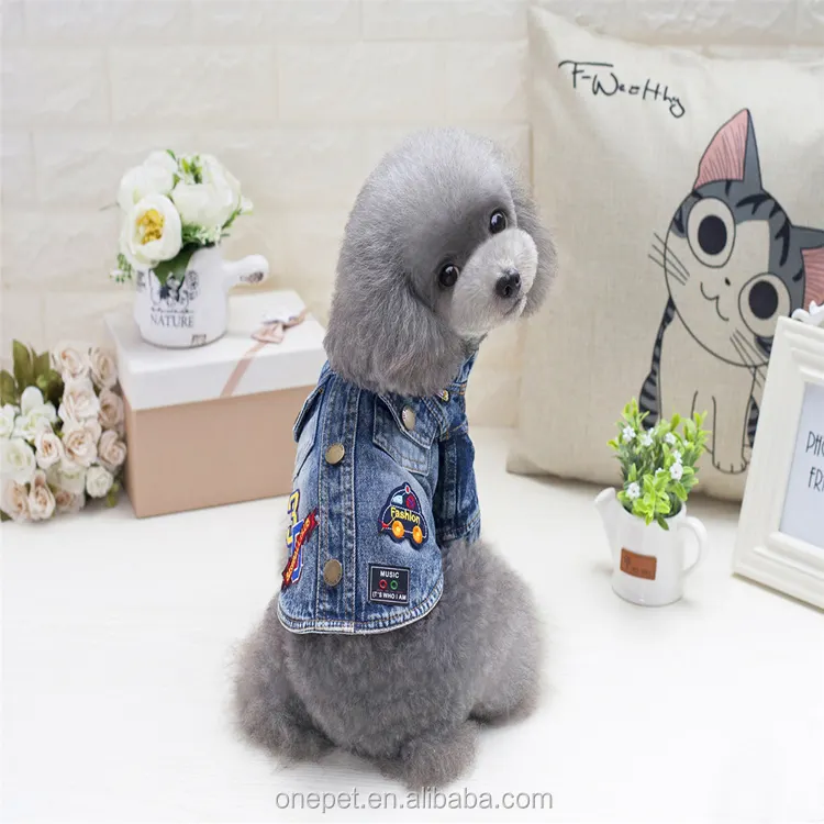 Abrigo de ropa para mascotas, chaqueta vaquera con diseño de moda para perros