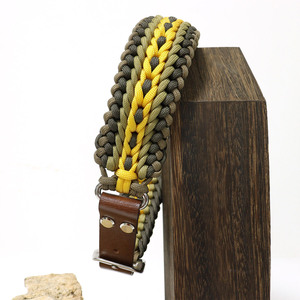Handgemaakte Luxe Halsband Voor Kleine Grote Rassen Geel Paracord Gepersonaliseerde Kenmerken Lederen Materiaal Voor Het Trainen Van Huisdier Halsband - Product Image 4