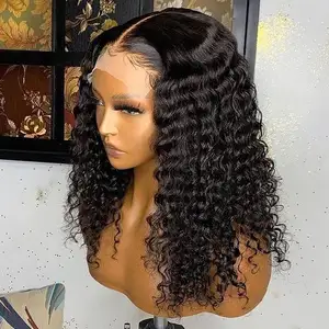 Peluca de cabello humano peruano ondulado con cierre de encaje, 4x4, transparente, Hd