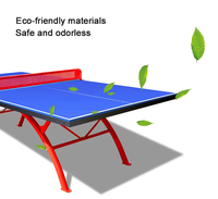 Table de tennis de table en composite SMC pour intérieur/extérieur, finition peinture écologique, couleur bleue, usage sportif, dimensions 2740x1525x760mm