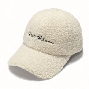 Winter Warm Raised Embroidery Logo 6 Panel <b>Women</b> Lamb Custom Fuzzy Wool Plush Outdoor Baseball <b>Cap</b> - Product Image 6