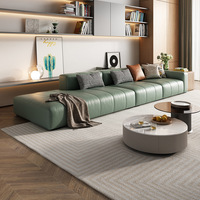 Italienisches Modernes Minimalistisches Echtleder-Sofa Klaviertasten-Design Vollnarbiges Rindsleder Gerades Ecksofa Wohnzimmermöbel