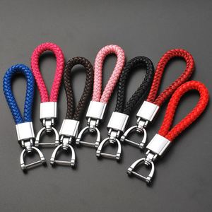Hand Woven Leather Keychain for Women Men Cute Horseshoe Buckle <b>Keyring</b> Holder Couple Auto Gift Detachable Metal Key Chains - Product Image 1