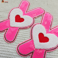 Patchs Cœur Personnalisés Thermocollants Saint-Valentin Rose XOXO Broderie Pailletée Grande Taille pour Vêtements T-shirts Sweats à Capuche Vestes Chapeaux Denim