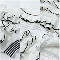 Robe midi décontractée rayée en maille respirante pour femme, coupe crayon, col Peter Pan, manches longues, style streetwear automne