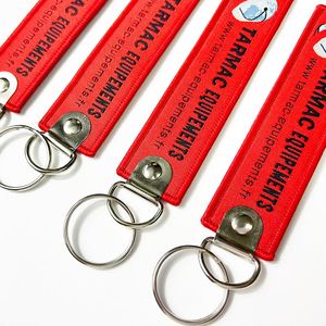 Team Embroidery Keychains Woven Tag <b>Key</b> Ring Promotional Gifts With <b>Custom</b> Logo Carabiners Included - Product Image 4