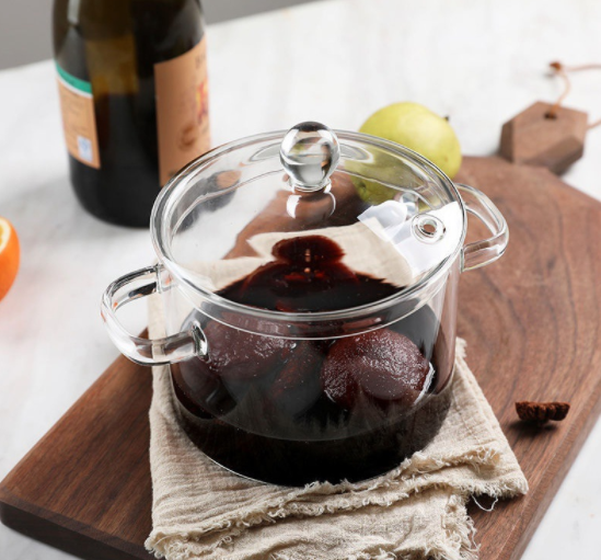 Боросиликатного прозрачный двойной наушники-вкладыши кухонная плита банки тушенки purplesand боросиликатное стекло Pyrex, кастрюля для готовки, кастрюля для