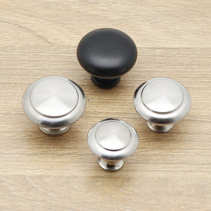 Stainless Steel Round Mushroom Drawer Handle 24 28 30mm Brushed Minimalist Furniture <b>Knob</b> - Product Image 2