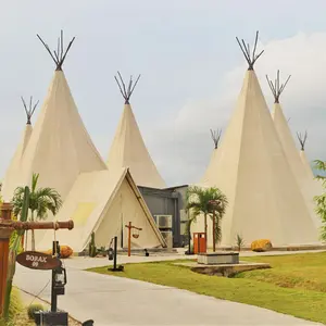Personalizzato 2024 nuova tenda Safari impermeabile all'aperto Glamping soggiorno Resort Hotel di lusso tenda indiana Tipi