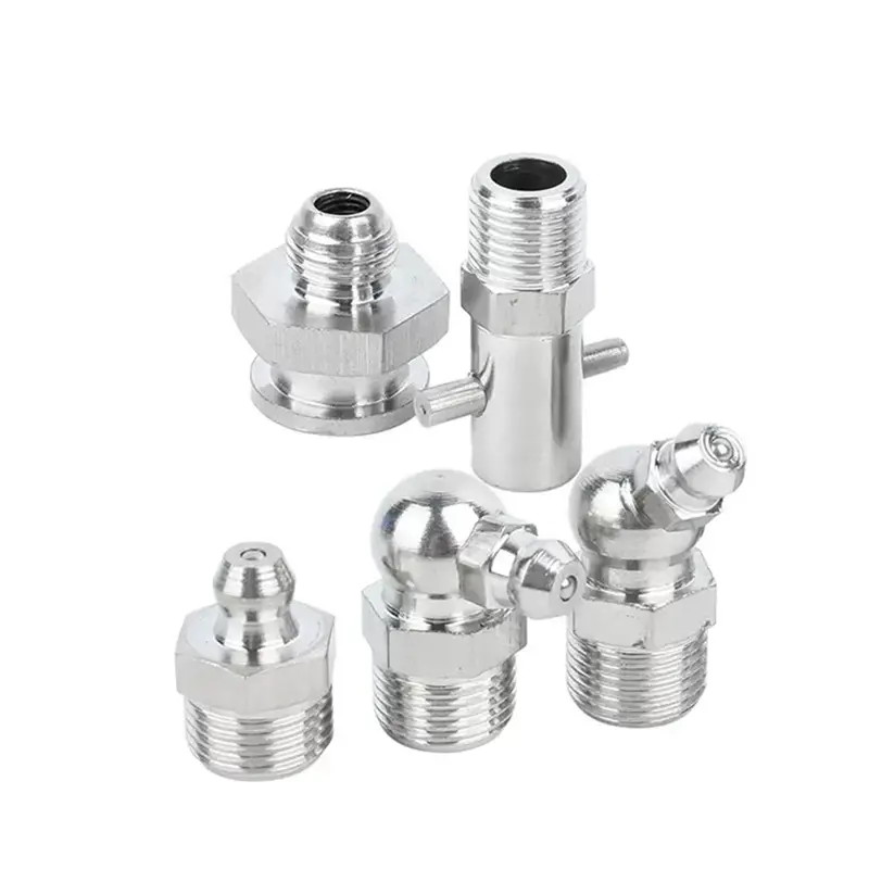 Nipple grease fitting M6 M10 baja tahan karat 1/8 sambungan oli hydraulic Ulis fitting pentil 45 90 lurus pabrikan