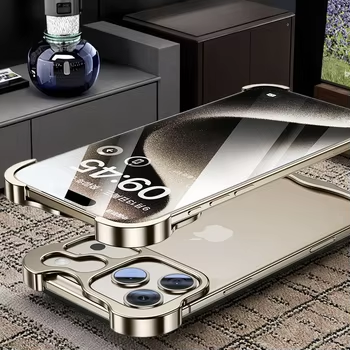 New Model Luxury Borderless Aluminum Alloy Phone Cover Shockproof Metal Bumper with Lens Film for I Phone 17 16 15 14 13 12