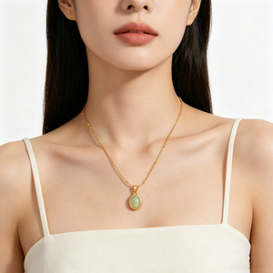 Chaîne de clavicule fine en acier inoxydable plaqué or 18 carats, étanche, avec zircon cubique œil de chat ovale, cadeau pour femme, bijoux tendance - Product Image 2