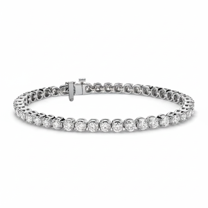 Bracelet tennis en or blanc 14 carats, simple, élégant, véritable diamant rond naturel, pour femmes, accessoires - Product Image 2