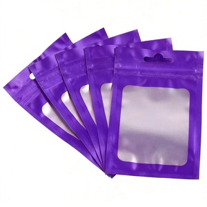 Reseal Pouch <strong>Bag</strong> Packaging Clear LDPE Plastic Flat Frosted Zip Lock <strong>Bags</strong> Holographic Aluminum Foil for Earphone Packaging - Product Image 3