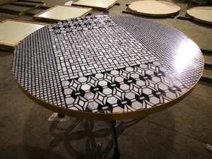 Bàn Cà Phê Khảm Gương Đá Cẩm Thạch Màu Đen Trắng Hiện Đại - Product Image 5