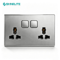 Nuevo Interruptor de Pared Cuadrado de Lujo con Botón, Panel de Vidrio Templado y PC, 1 Gang, 13A, Enchufe con Interruptor y LED, para Dubái, Reino Unido, Villas y Hoteles