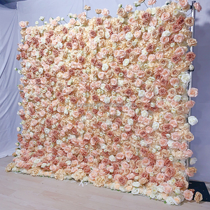 C08 rose rose soie tissu floral mariage artificiel 3D mur fleur retrousser panneaux de fond mur de fleurs pour événement de fête de mariage - Product Image 6