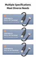 USB-A-Stecker auf PH2.0 / XH2.54 Dupont 4P 5P Anschlusskabel, Internes Datenkabel für Touchscreen-Module